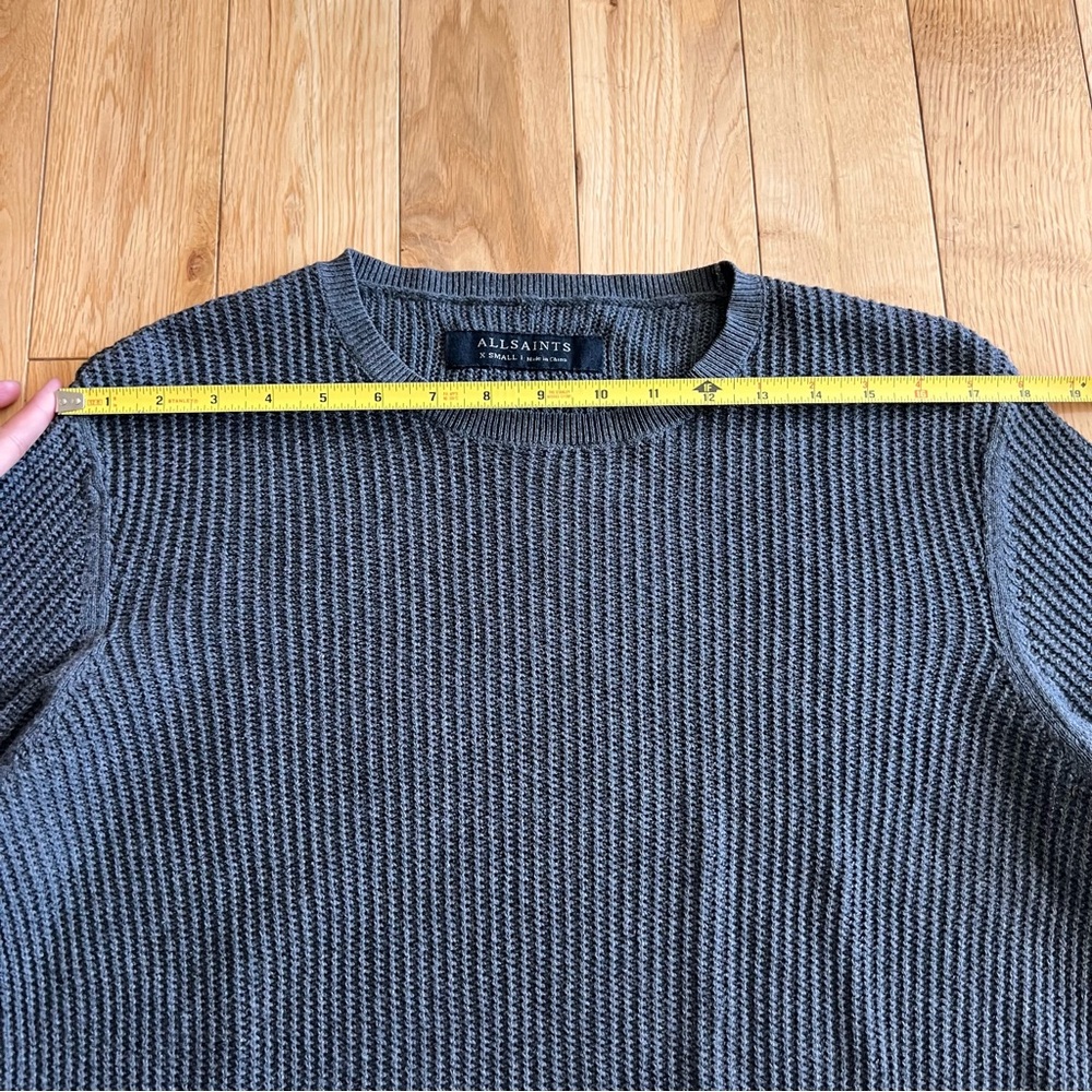 AllSaints Men’s Metz Long Sleeve Crew Neck Knit Dark Gray Sweater Size XS - Picture 3 of 8